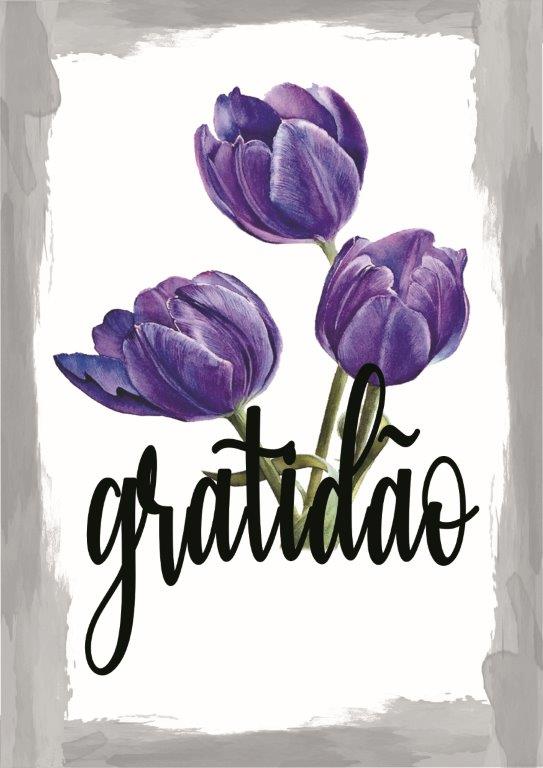 Quadro em Lona Borda Infinita Floral Gratidão