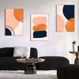 Kit com 3 Quadros Arte Abstrata em Lona