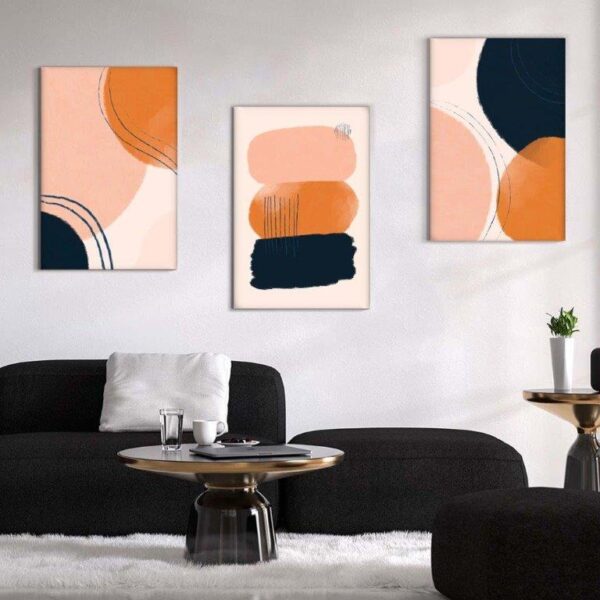201 Kit com 3 Quadros Arte Abstrata em Lona
