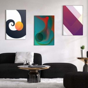 Kit com 3 Quadros Arte Abstrata em Lona