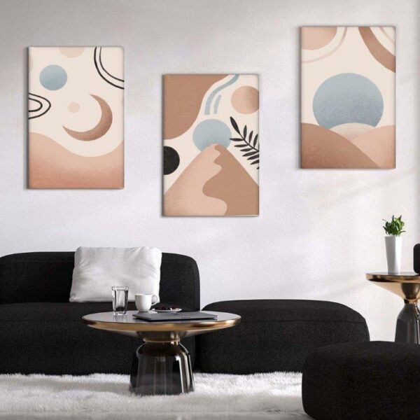 208 Kit com 3 Quadros Arte Abstrata em Lona