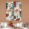 Kit com 4 Quadros Arte Abstrata em Lona