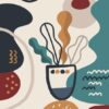 Kit com 4 Quadros Arte Abstrata em Lona