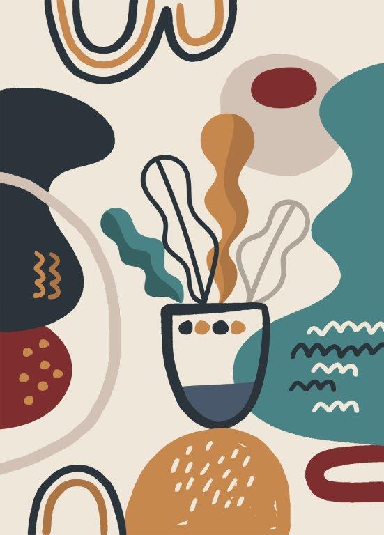 Kit com 4 Quadros Arte Abstrata em Lona