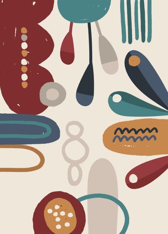 Kit com 4 Quadros Arte Abstrata em Lona