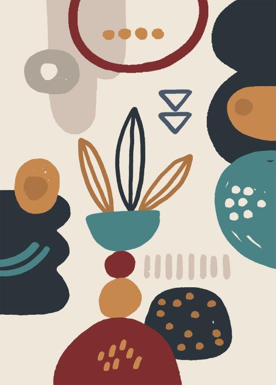 Kit com 4 Quadros Arte Abstrata em Lona