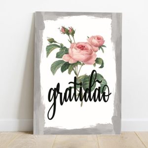 Quadro em Lona Borda Infinita Floral Gratidão