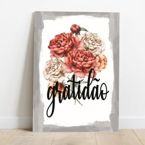 Quadro em Lona Borda Infinita Floral Gratidão