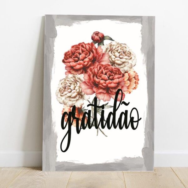 Quadro em Lona Borda Infinita Floral Gratidão