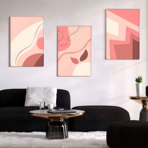 Kit com 3 Quadros Arte Abstrata em Lona