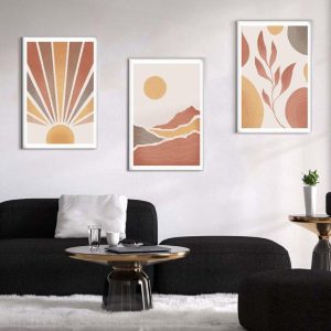 Kit com 3 Quadros Arte Abstrata em Lona