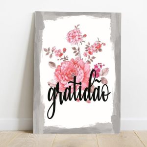 Quadro em Lona Borda Infinita Floral Gratidão