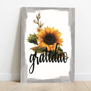 Quadro em Lona Borda Infinita Floral Gratidão