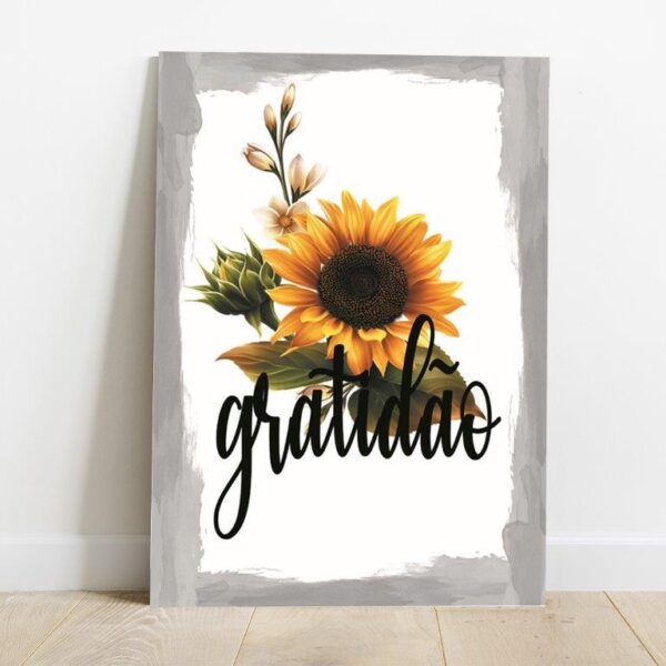 Quadro em Lona Borda Infinita Floral Gratidão