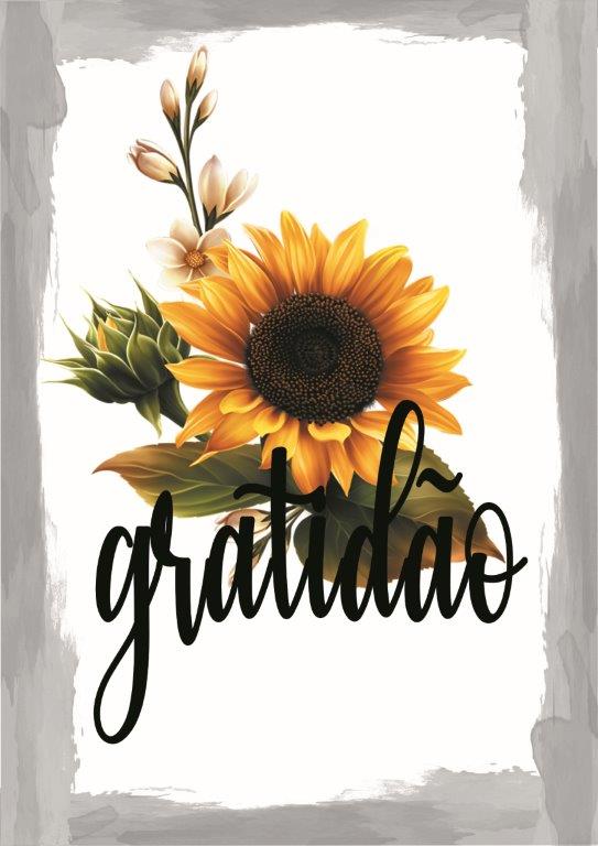 Quadro em Lona Borda Infinita Floral Gratidão