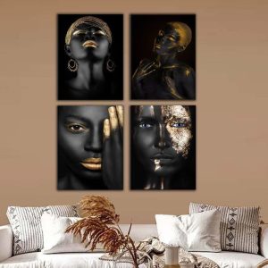 Kit com 4 Quadros em Lona Borda Infinita Faces
