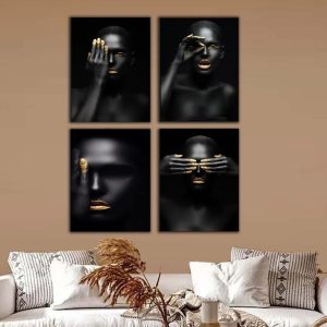 Kit com 4 Quadros em Lona Borda Infinita Faces