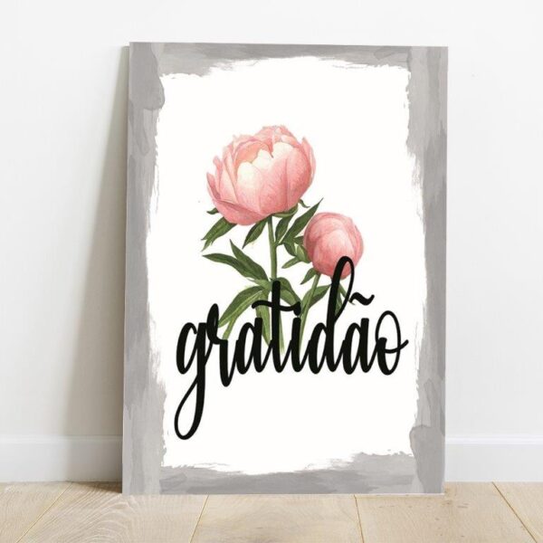 Quadro em Lona Borda Infinita Floral Gratidão