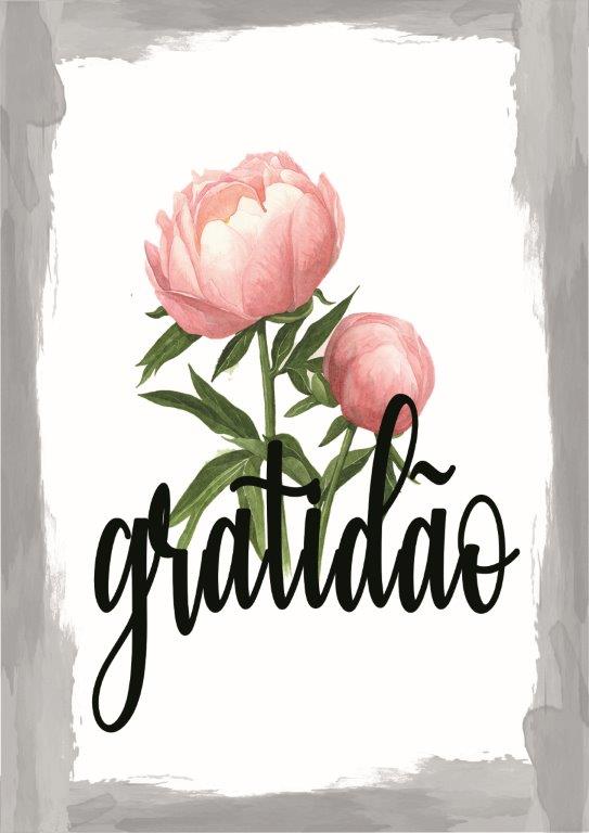 Quadro em Lona Borda Infinita Floral Gratidão