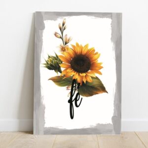28 Quadro em Lona Borda Infinita Floral Fé