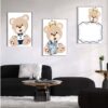 Kit com 3 Quadros em Lona Infantil Ursinho Príncipe