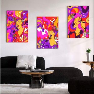 30 Kit com 3 Quadros em Lona Borda Infinita Arte Singer
