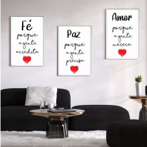 Kit com 3 Quadros em Lona Frases