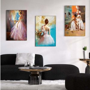 Kit com 3 Quadros em Lona Borda Infinita Arte Ballet