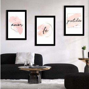 Kit com 3 Quadros em Lona Frases