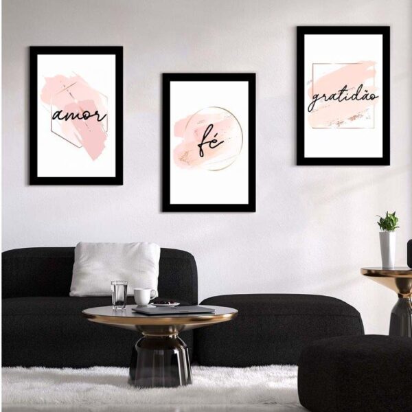 Kit com 3 Quadros em Lona Frases