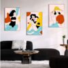 Kit com 3 Quadros em Lona Borda Infinita Arte Mulher