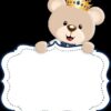 Kit com 3 Quadros em Lona Infantil Ursinho Príncipe