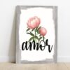 Quadro em Lona Borda Infinita Floral Amor