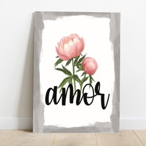 Quadro em Lona Borda Infinita Floral Amor