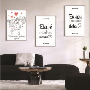 Kit com 3 Quadros em Lona Juntinhos