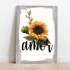 Quadro em Lona Borda Infinita Floral Amor