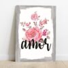 Quadro em Lona Borda Infinita Floral Amor