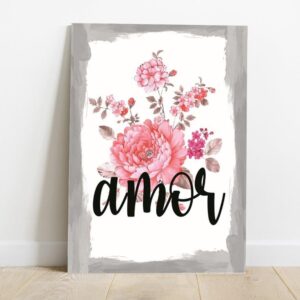 Quadro em Lona Borda Infinita Floral Amor