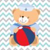 Kit com 3 Quadros em Lona Infantil Ursinho Marinheiro