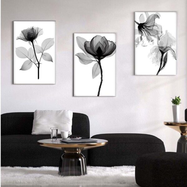 43 Kit com 3 Quadros em Lona Arte Floral