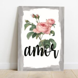 5 Quadro em Lona Borda Infinita Floral Amor