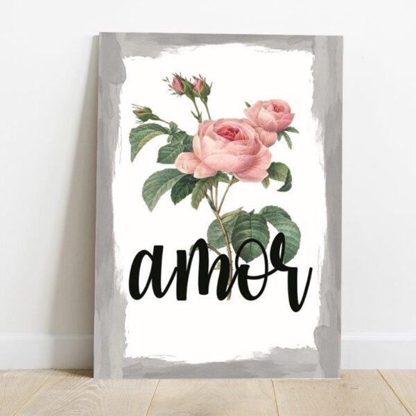 Quadro em Lona Borda Infinita Floral Amor