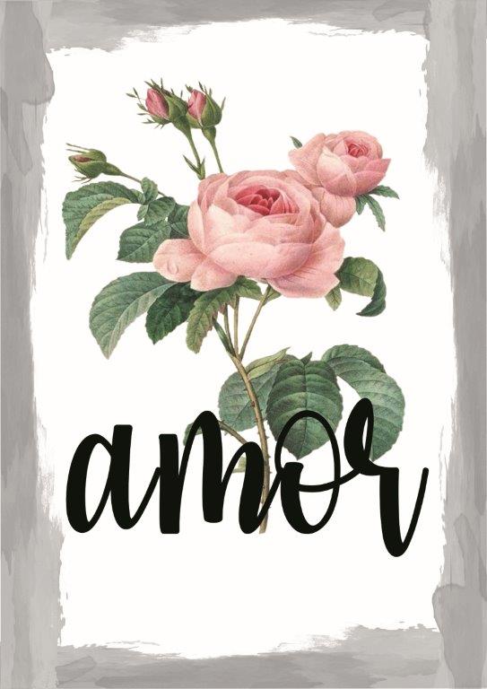Quadro em Lona Borda Infinita Floral Amor
