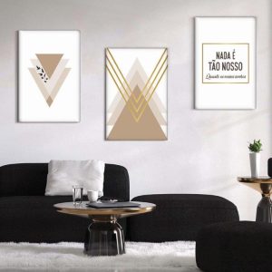 Kit com 3 Quadros Arte Abstrata em Lona