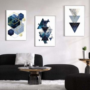 Kit com 3 Quadros Arte Abstrata em Lona