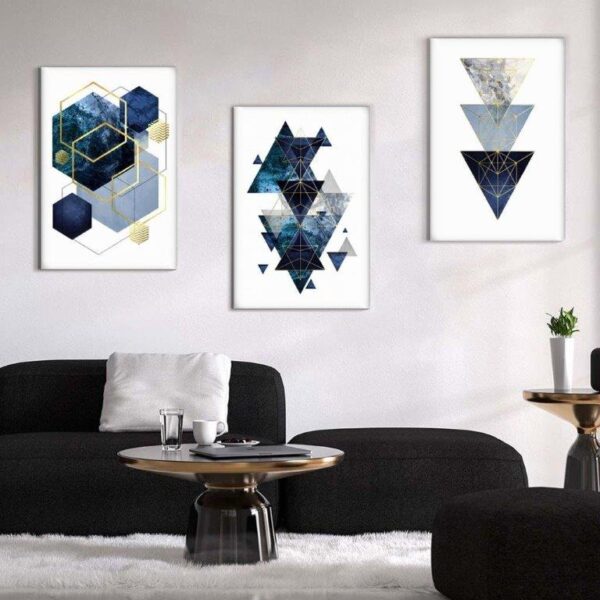 52 Kit com 3 Quadros Arte Abstrata em Lona
