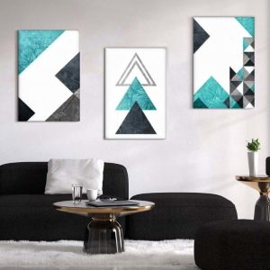 Kit com 3 Quadros Arte Abstrata em Lona