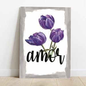 Quadro em Lona Borda Infinita Floral Amor