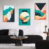 66 Kit com 3 Quadros Arte Abstrata em Lona
