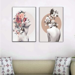 66 Kit com 2 Quadros em Lona Arte Floral